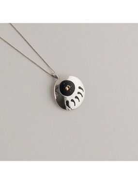 Native American Sterling Silver 18K Gold Bear Paw Claw Pendant Necklace